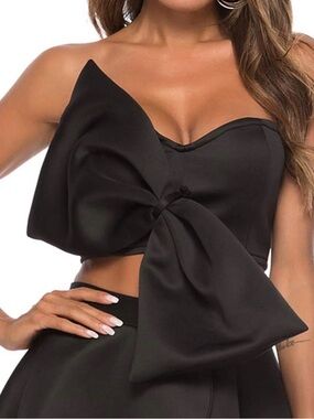 STRAPLESS BOW TUBE Crop Bandage Top Whimsygoth Goth Quiet Luxury Size Medium